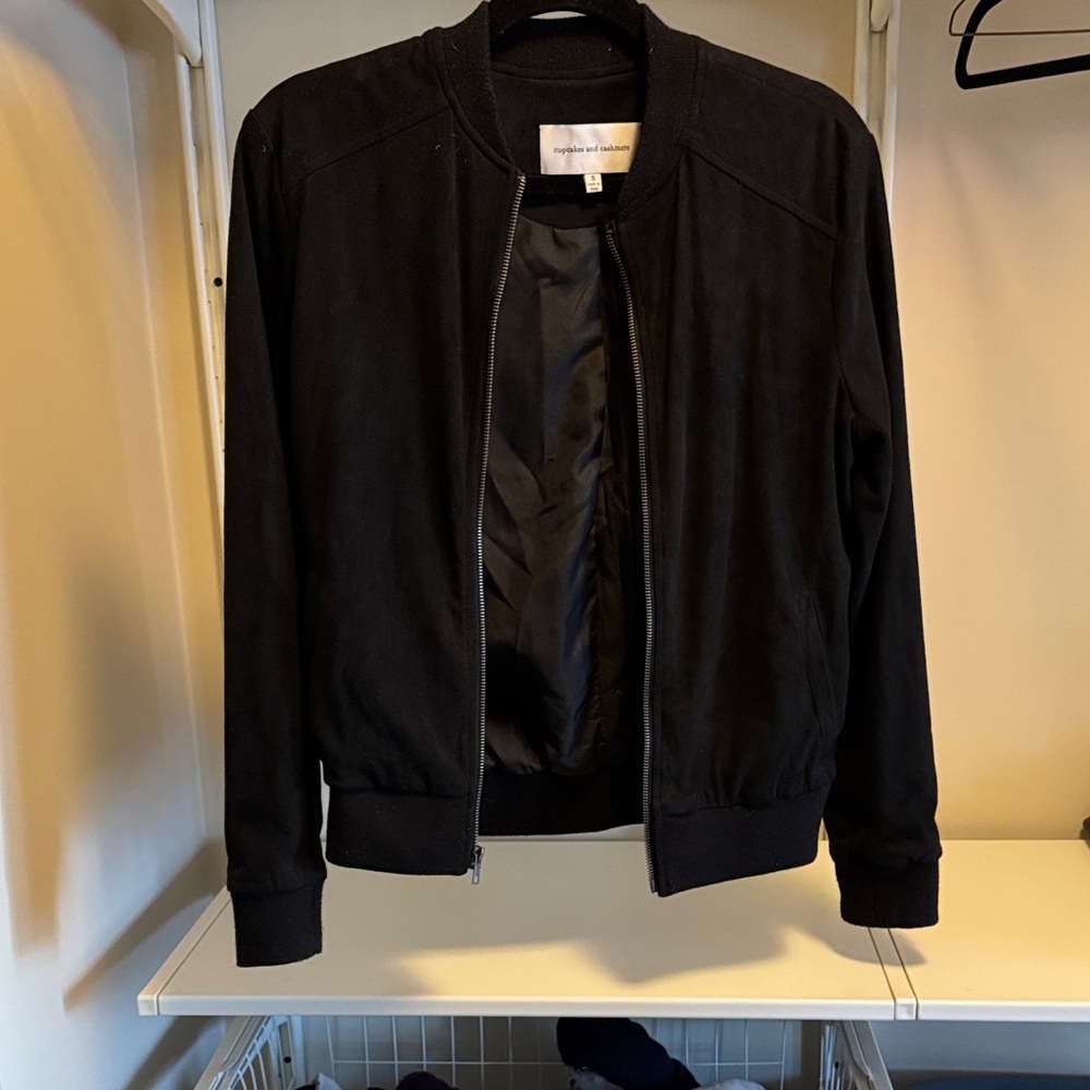 cupcakes & cashmere Classic Black Bomber Jacket